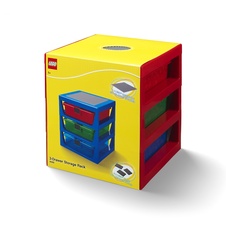 LEGO organizér s tromi zásuvkami - červená