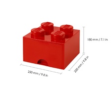 LEGO úložný box 4 so zásuvkou - červená