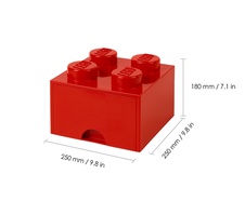 LEGO úložný box 4 so zásuvkou - červená