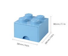 LEGO úložný box 4 so zásuvkou - svetlo modrá