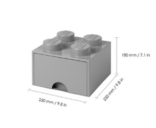 LEGO úložný box 4 so zásuvkou - šedá