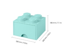 LEGO úložný box 4 so zásuvkou - aqua