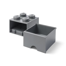 LEGO úložný box 4 so zásuvkou - tmavo šedá