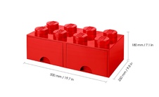 LEGO úložný box 8 so zásuvkou - červená