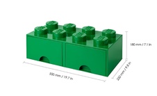 LEGO úložný box 8 so zásuvkou - tmavo zelená