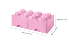 LEGO úložný box 8 so zásuvkou - svetlo ružová