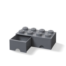 LEGO úložný box 8 so zásuvkou - tmavo šedá