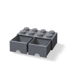 LEGO úložný box 8 so zásuvkou - tmavo šedá