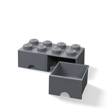 LEGO úložný box 8 so zásuvkou - tmavo šedá
