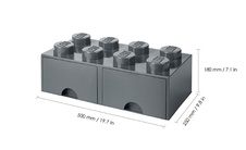LEGO úložný box 8 so zásuvkou - tmavo šedá