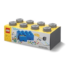 LEGO úložný box 8 so zásuvkou - tmavo šedá