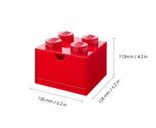 LEGO stolný box 4 so zásuvkou - červená