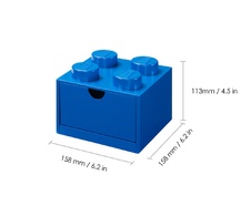 LEGO stolný box 4 so zásuvkou - modrá