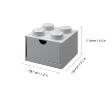 LEGO stolný box 4 so zásuvkou - šedá