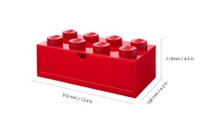 LEGO stolný box 8 so zásuvkou - červená