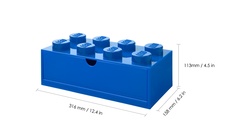 LEGO stolný box 8 so zásuvkou - modrá