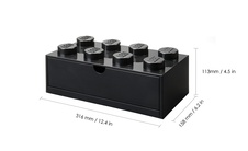 LEGO stolný box 8 so zásuvkou - čierna