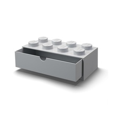 LEGO stolný box 8 so zásuvkou - šedá