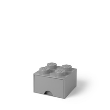 LEGO úložný box 4 so zásuvkou - šedá