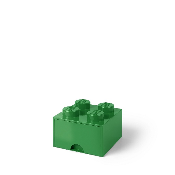 LEGO úložný box 4 so zásuvkou - tmavo zelená