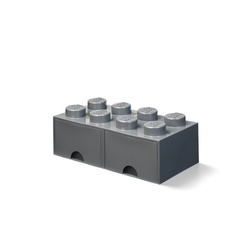 LEGO úložný box 8 so zásuvkou - tmavo šedá