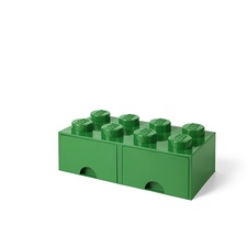 LEGO úložný box 8 so zásuvkou - tmavo zelená