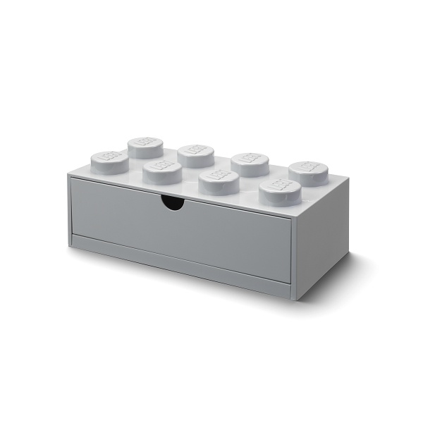 LEGO stolný box 8 so zásuvkou - šedá
