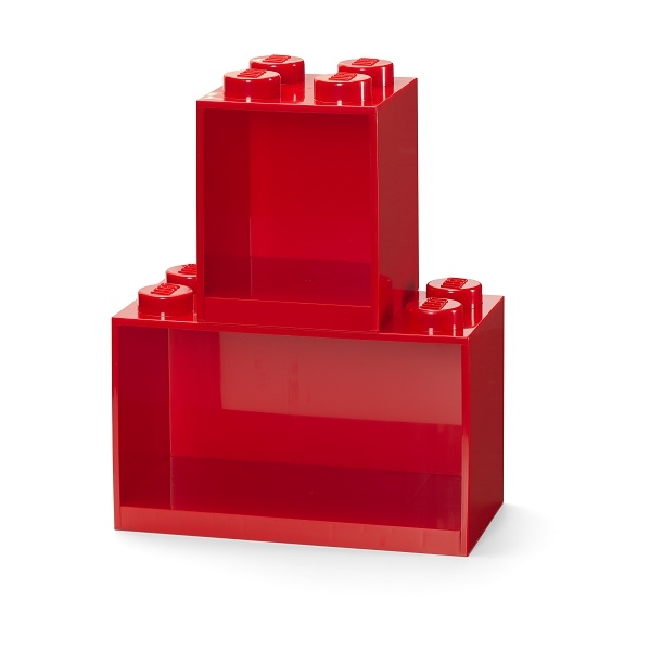 LEGO Brick závesné police, set 2 ks - červená