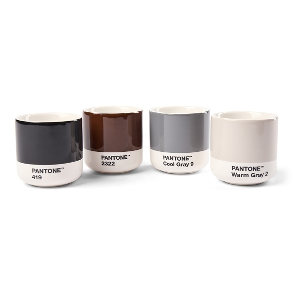 PANTONE Macchiato hrnček set 4ks - Warm Gray, Cool Gray, Brown, Black