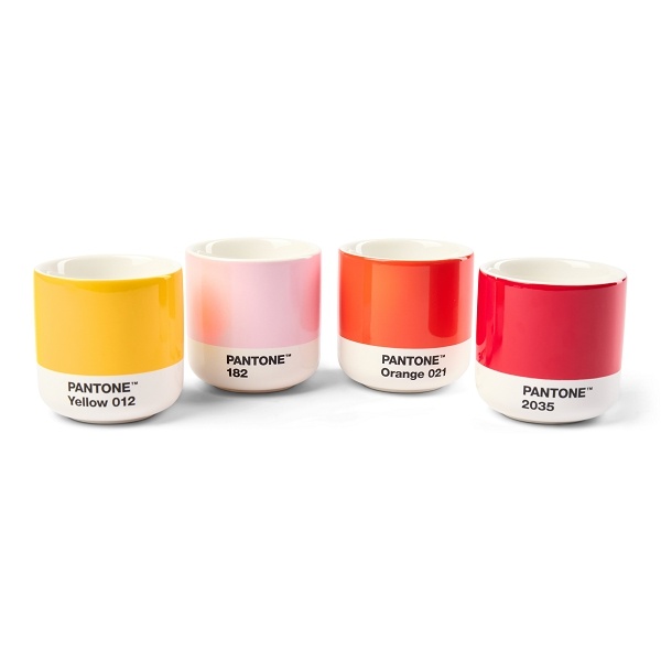 PANTONE Macchiato hrnček set 4ks - Yellow, Red, Orange, Light Pink