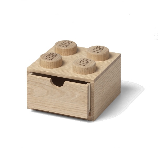 LEGO dřevěný stolní box 4 se zásuvkou (dub - ošetřený mýdlem)