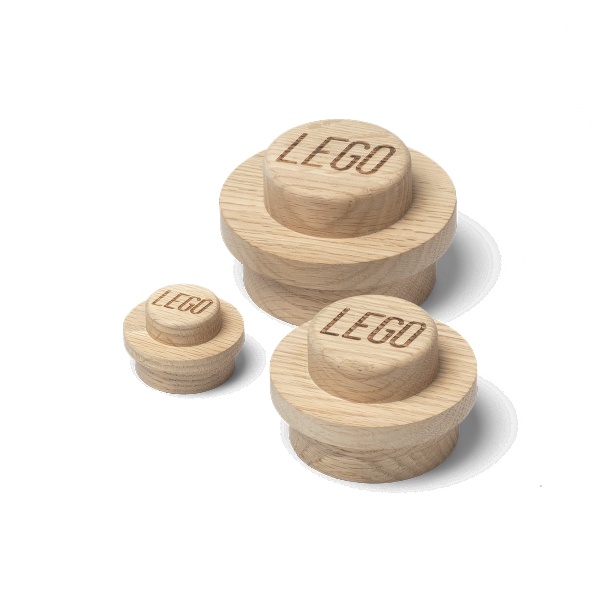 LEGO dřevěný věšák na zeď, 3 ks (dub - ošetřený mýdlem)