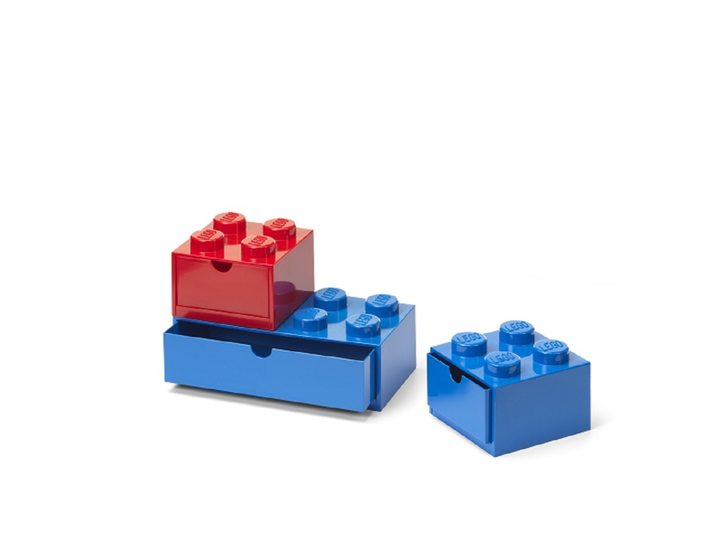 LEGO stolné boxy so zásuvkou Multi-Pack 3 ks - červená, modrá