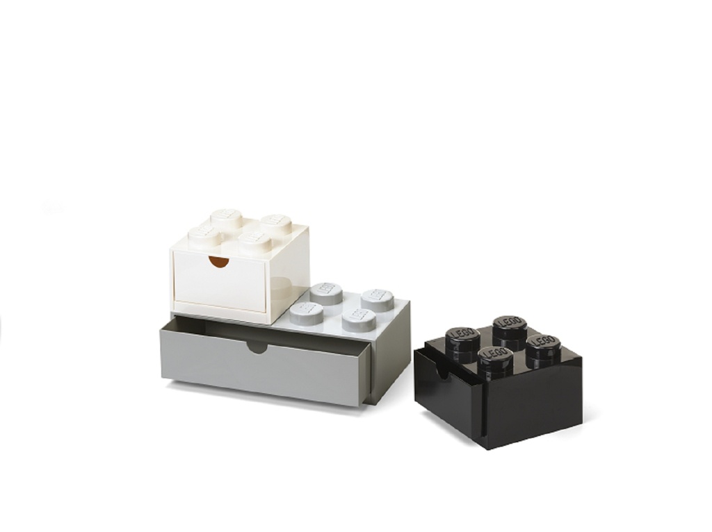 LEGO stolní boxy se zásuvkou Multi-Pack 3 ks - černá, bílá, šedá