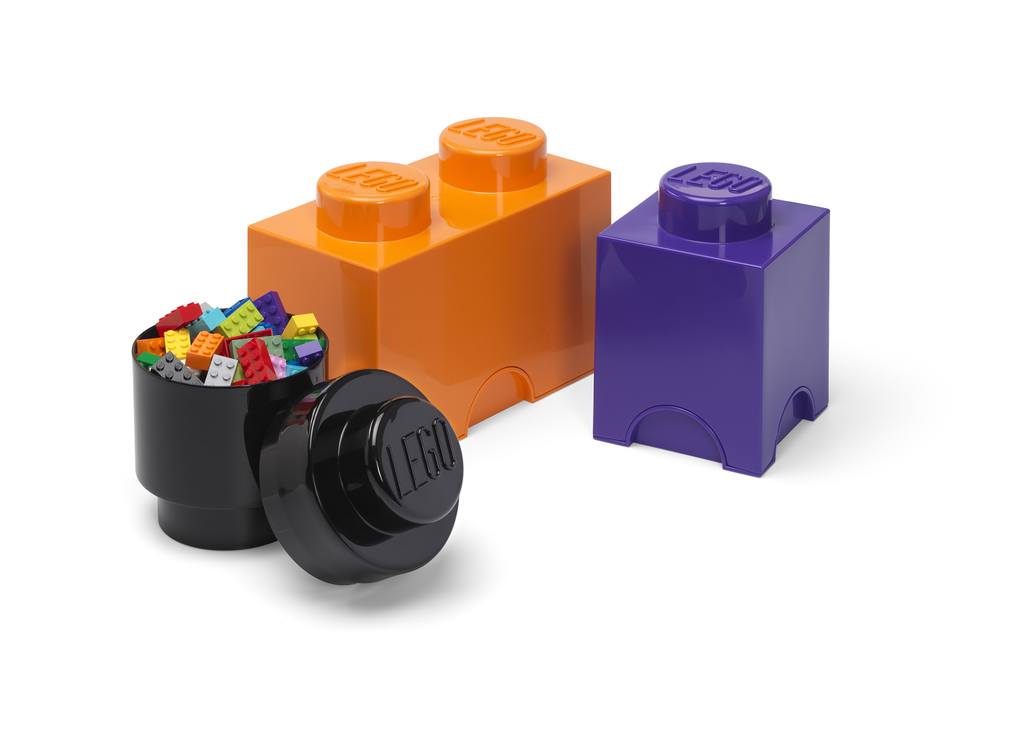 Black lego storage brick top