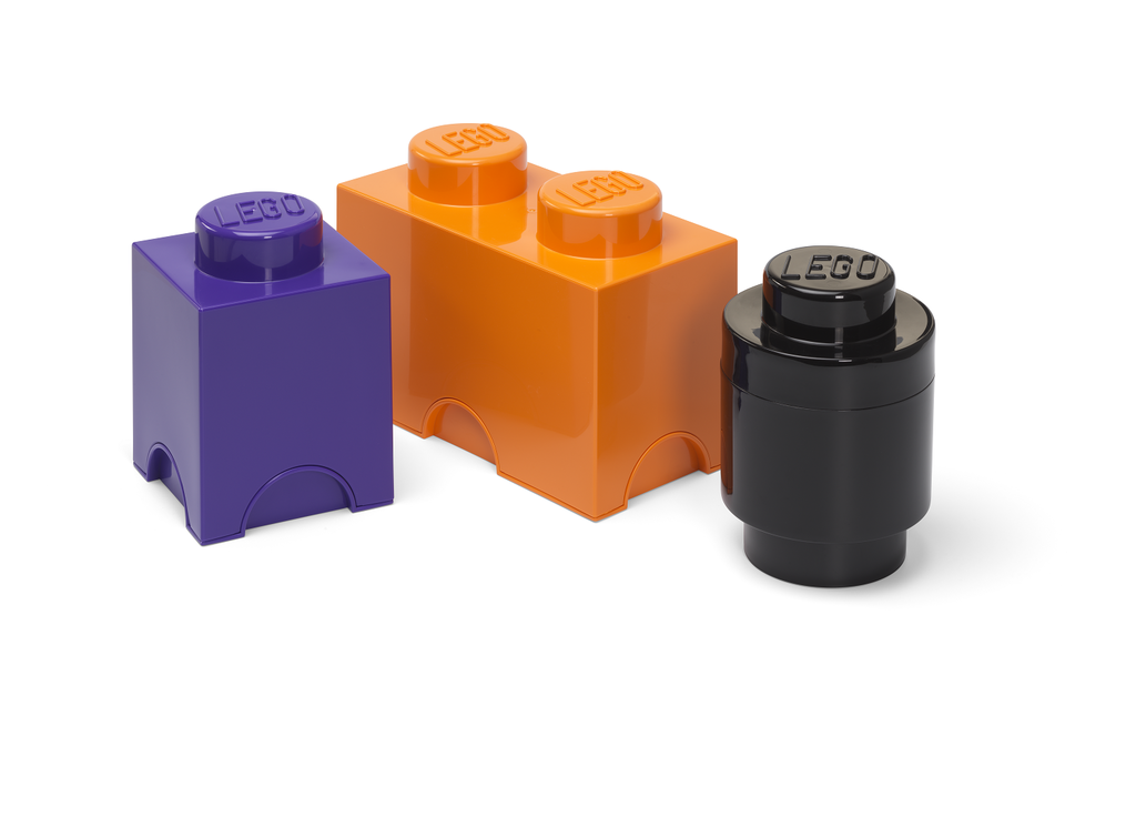 LEGO Storage Brick Multi-Pack (3 pcs) - Purple, Orange, Black