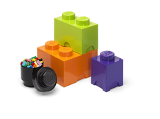 LEGO úložné boxy Multi-Pack 4 ks - fialová, čierna, oranžová, zelená