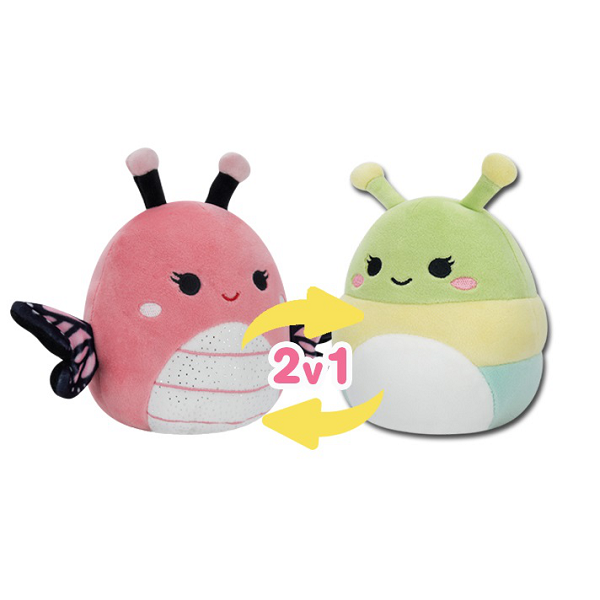 SQUISHMALLOWS Flip-A-Mallow Rutabaga Caterpillar/Andreina Butterfly