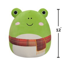 SQUISHMALLOWS Wendy the Green Frog W/Plaid Scarf, 30 cm