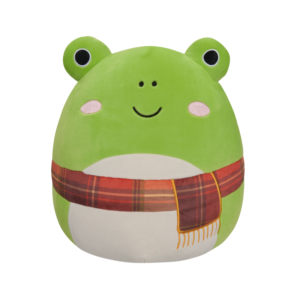 SQUISHMALLOWS Wendy the Green Frog W/Plaid Scarf, 30 cm