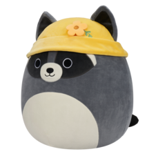 SQUISHMALLOWS Rocky the Raccoon W/Bucket Hat, 13 cm