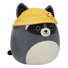 SQUISHMALLOWS Rocky the Raccoon W/Bucket Hat, 13 cm