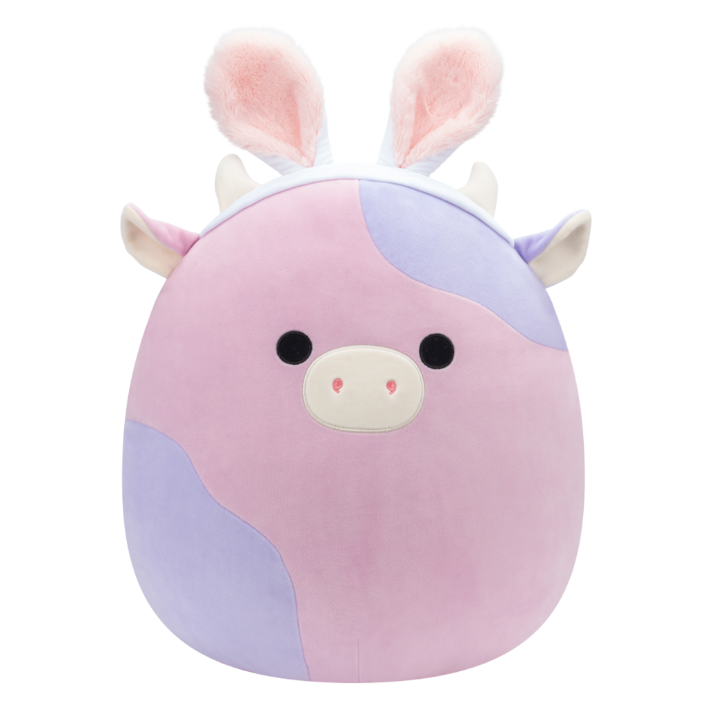 SQUISHMALLOWS Patty the Pink And Purple Cow W/ Bunny Ears