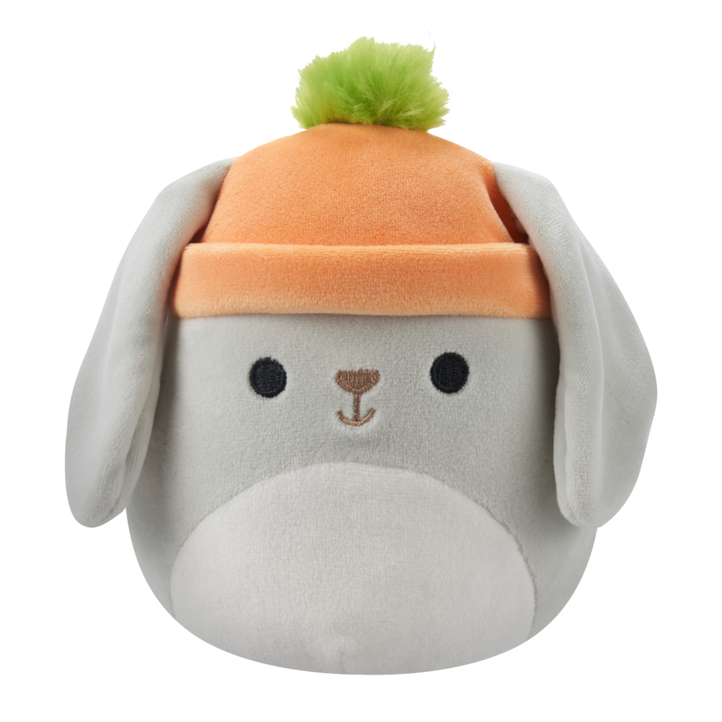 SQUISHMALLOWS Valentina- Grey Bunny W/Carrot Beanie, 13 cm