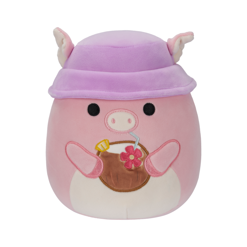 SQUISHMALLOWS Peter the Pink Pig W/Tropical Drink and Hat