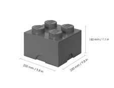 LEGO Storage Brick Multi-Pack (4 pcs) - Black, Grey, White