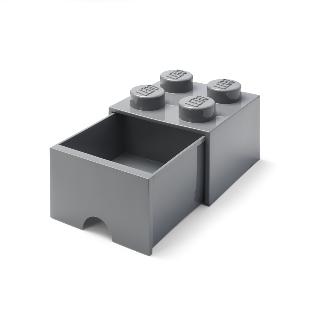 LEGO úložný box 4 s šuplíkem - tmavě šedá