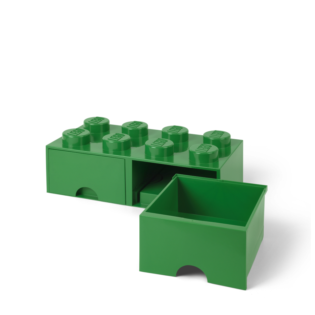 LEGO úložný box 8 s šuplíky - tmavě zelená