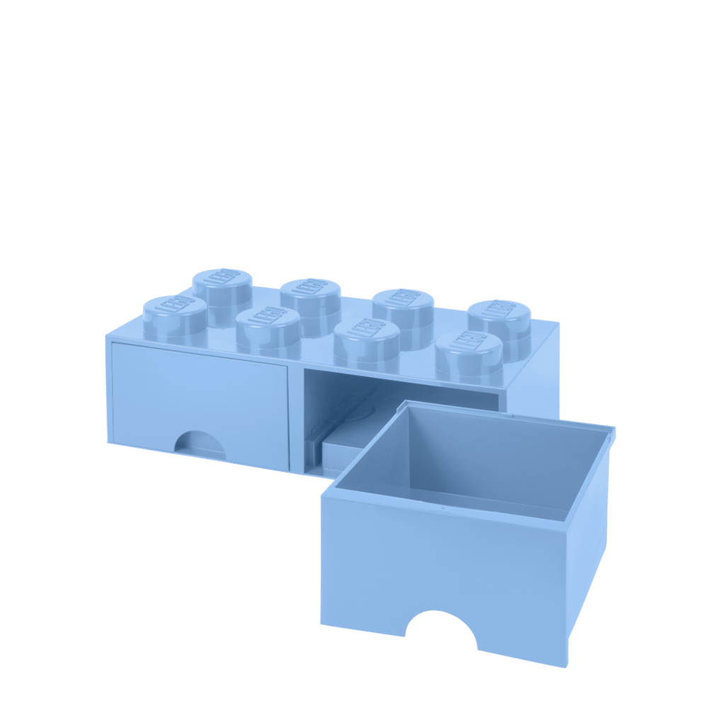 LEGO úložný box 8 s šuplíky - světle modrá