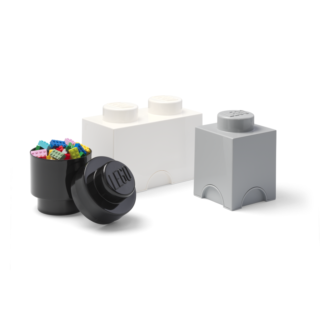 LEGO Storage Brick Multi-Pack (3 pcs) - Black, Grey, White